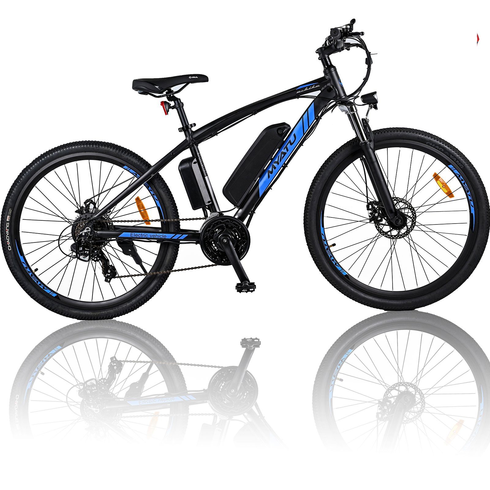 Myatu E-Bike 27,5 Zoll Elektrofahrrad Mountainbike für Herren, E-Bike 5687, 6 Gang Shimano, Kettenschaltung, Heckmotor, 450,00 Wh Akku