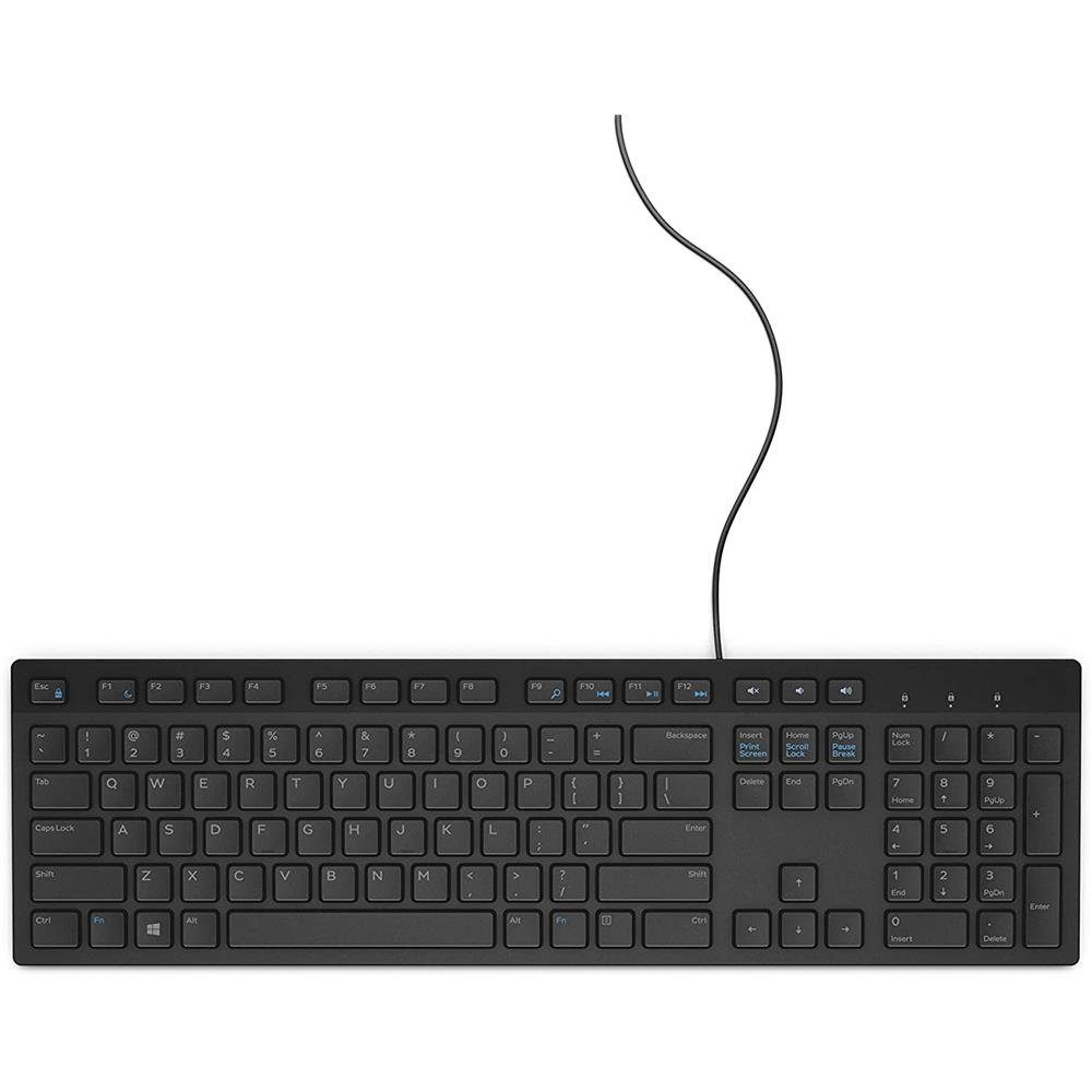 Dell KB216 Tastatur (Computer Keyboard, US International QWERTYLayout, LED-Anzeigen, Standard, USB, Verkabelt, Schwarz)