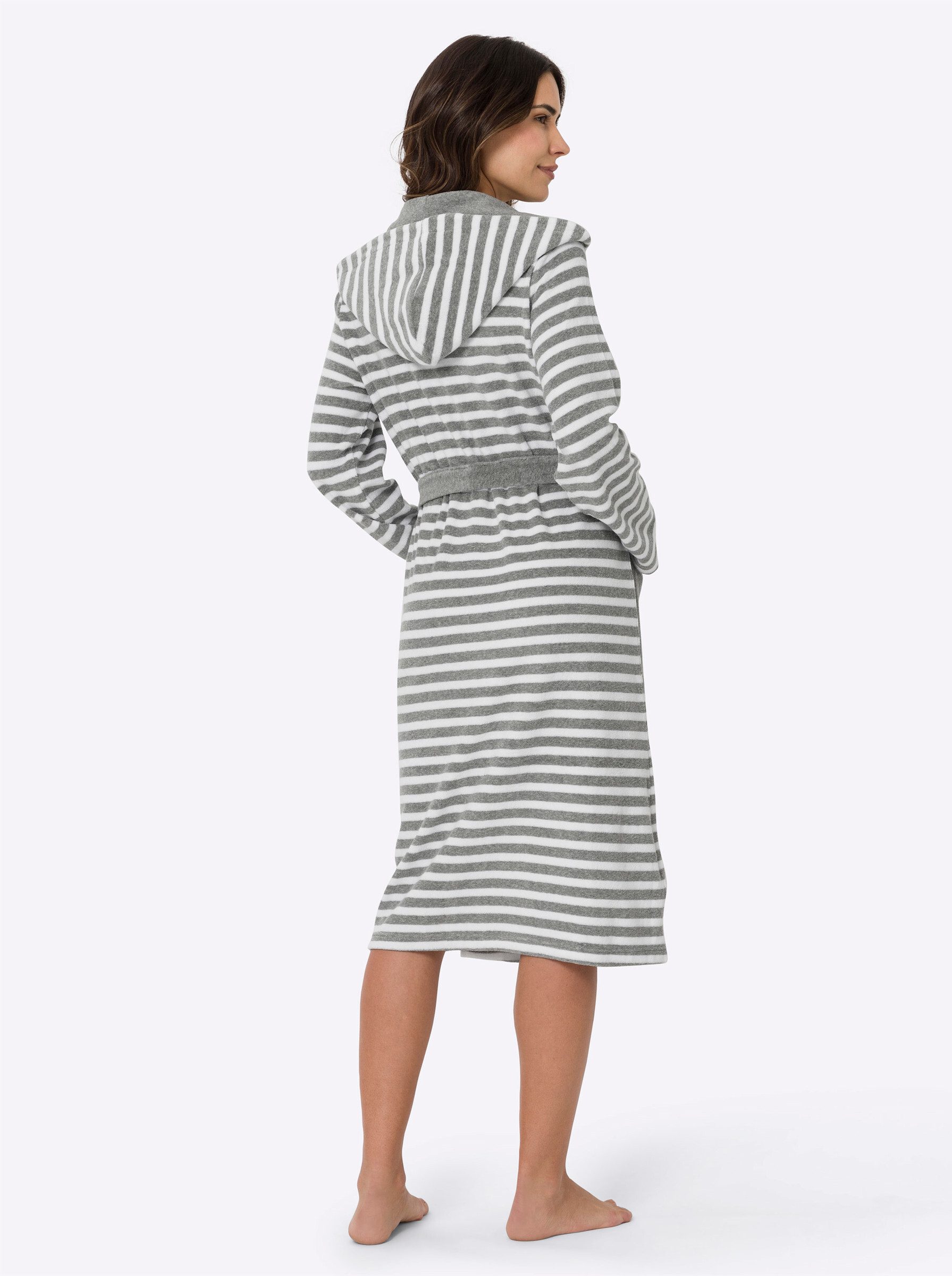 Sieh an! Damenbademantel Bademantel Langarm, Länge ca. 100 cm, Baumwolle, Bindeband