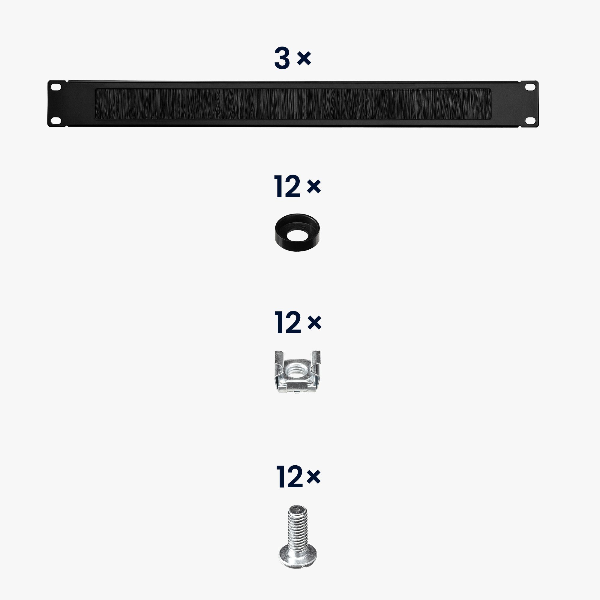 Bürsten-Kabelöffnung - Abdeckungen Rack mit Kabelmanagement kwmobile Server Netzwerk-Switch