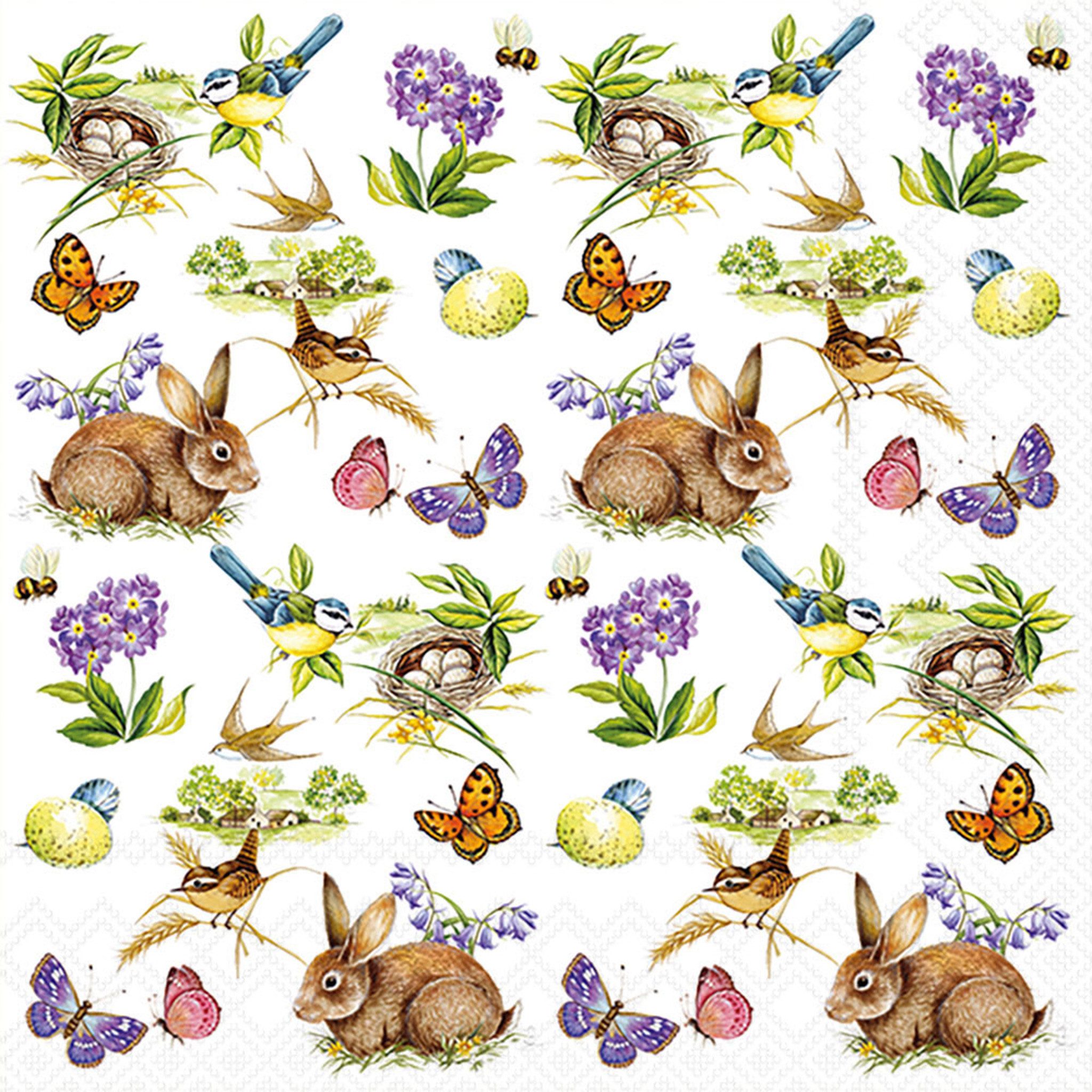 Ambiente Luxury Paper Products Papierserviette, Servietten Papier 33x33cm 3-lag mit Osterhase & Ostereier Motiv 20 Stk