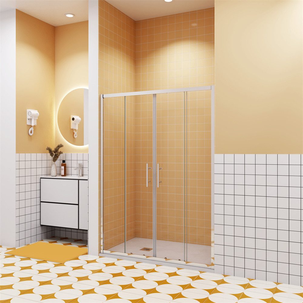 AICA Dusch-Doppelschiebetür schiebetür doppelschiebetür Duschtür Duschkabine dusche, 120x190 cm, (Set) Glas