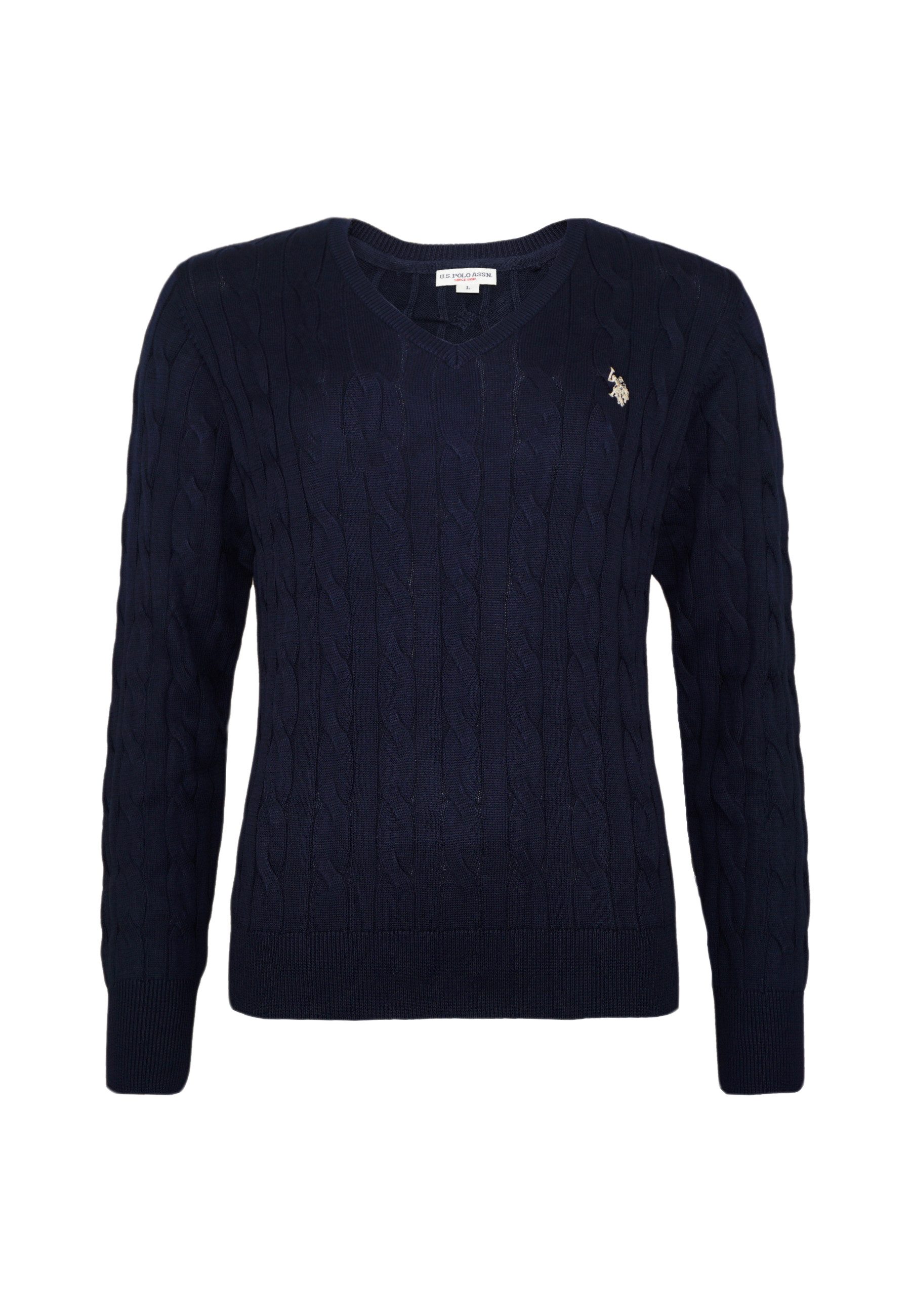 U.S. Polo Assn. Sweatshirt Shirt Pullover Cable V-Neck (1-tlg) günstig online kaufen