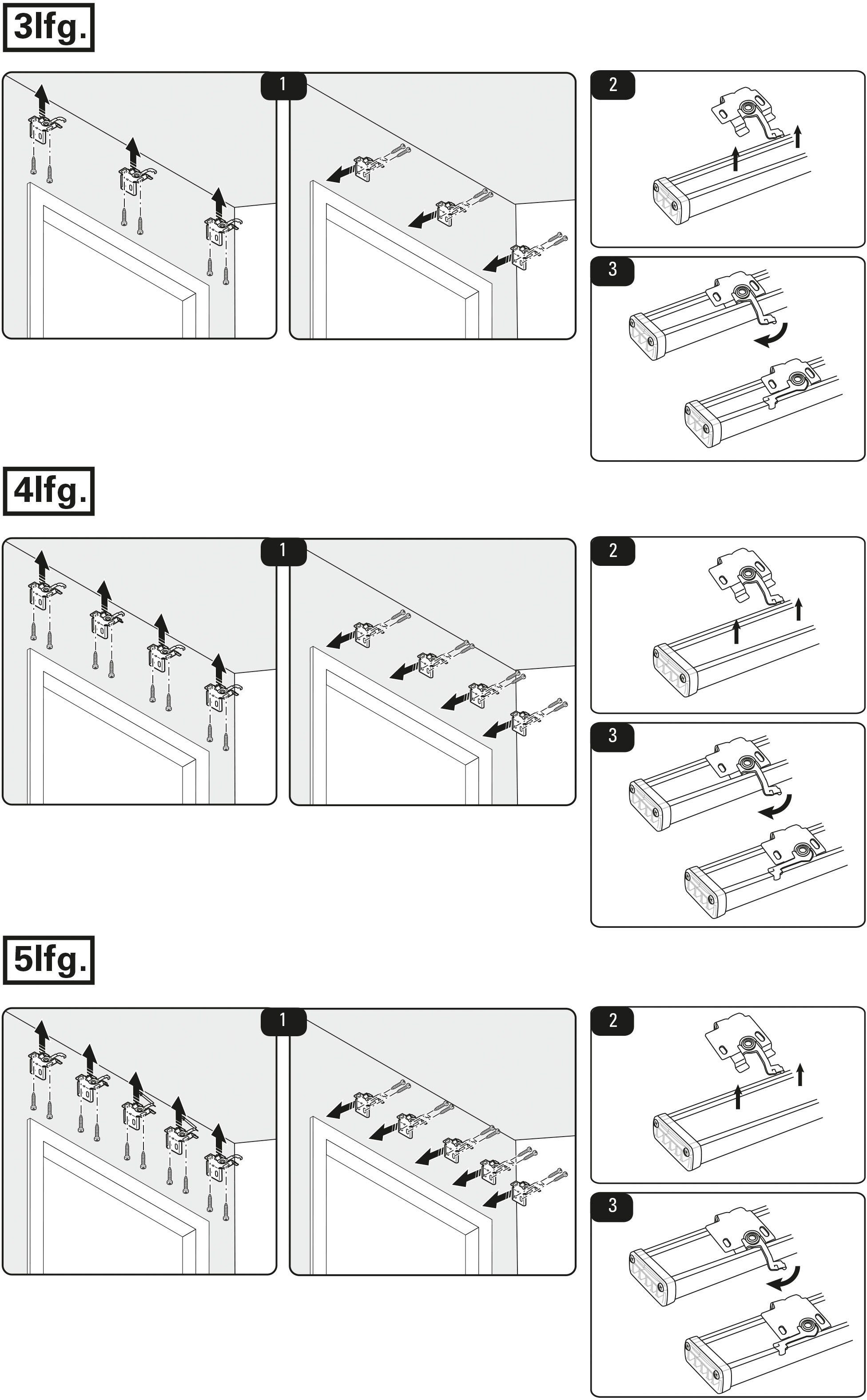 GARDINIA Flächenvorhangschiene Komfort Komplett-Set 3-läufig, (1-tlg), 3-läufig