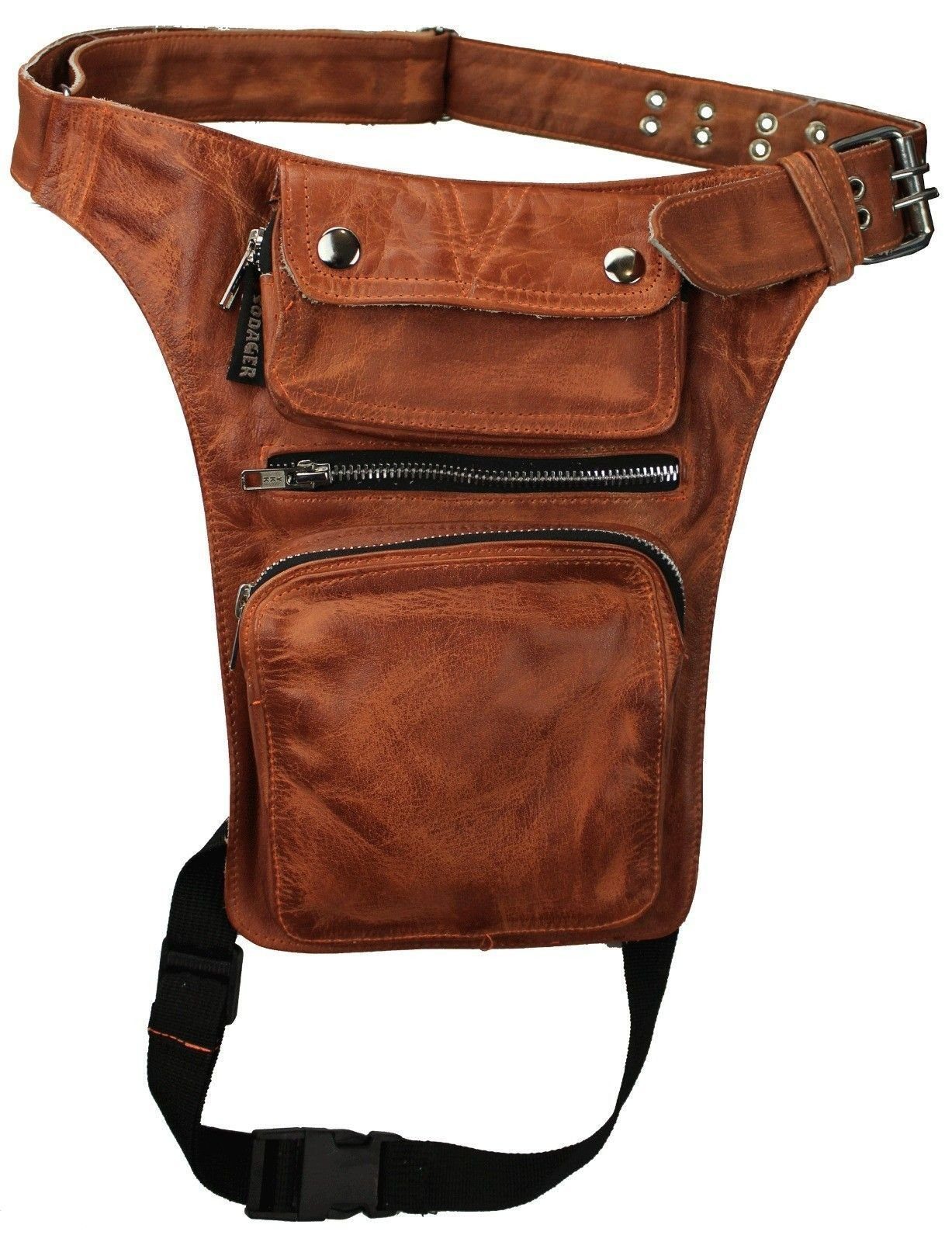 Alpha Speeds Beintasche / Bauchtasche aus weichem Leder Biker & Freizeit – Vintage Braun, 100% weiches/robustes Leder, handgefertigt & mit verstellbarem Gurt