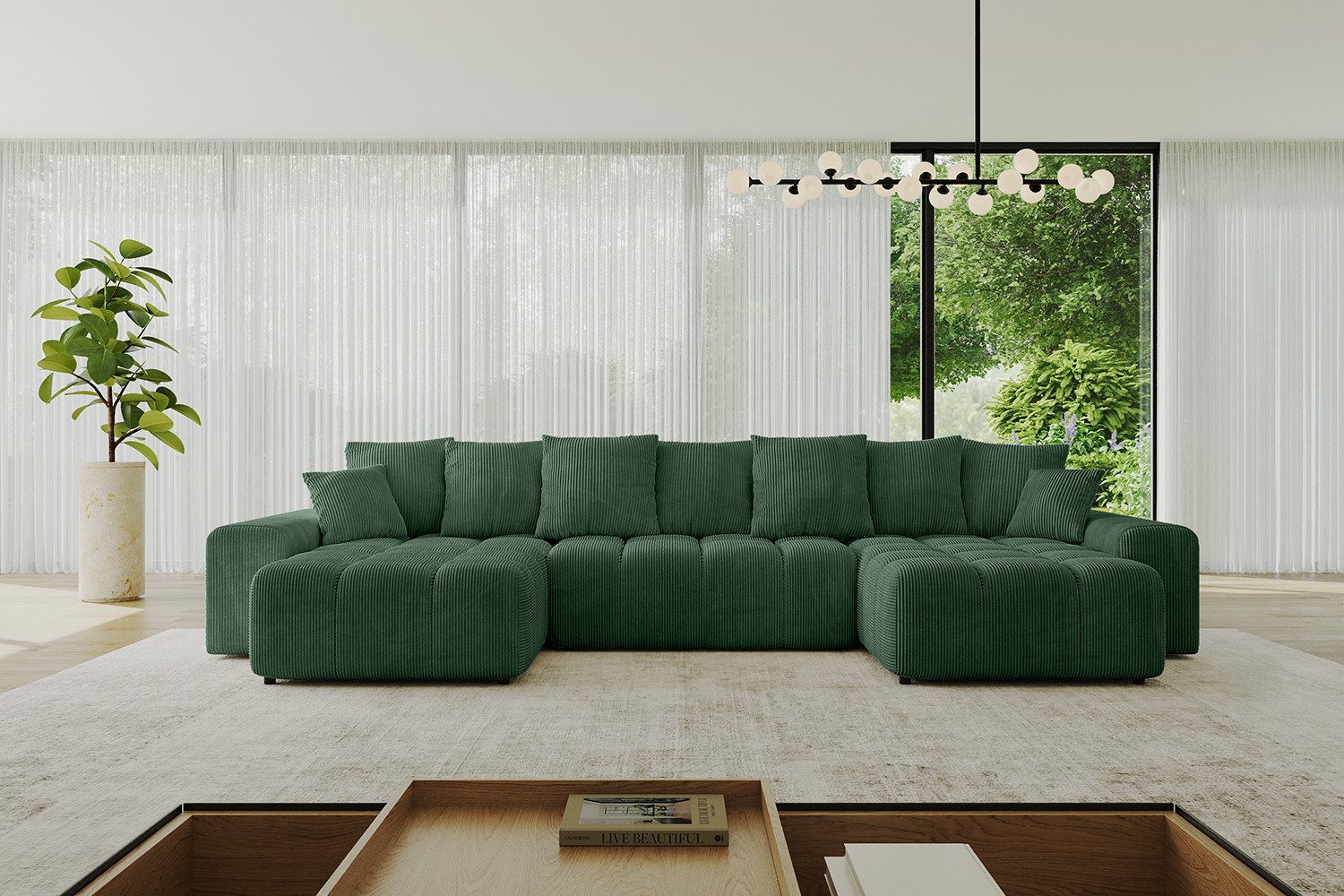 ALTDECOR Wohnlandschaft ENIL-U, Couch mit Schlaffunktion, Wohnzimmer - Ecksofa, Corner Sofa Bett Eckcouch Couch U-Form Schlafcouch Ausziehbar