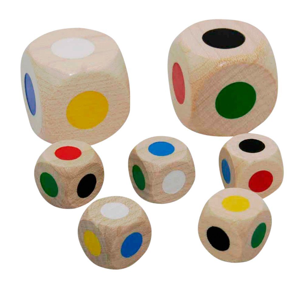 GICO Spielesammlung Farbwürfel Set aus Holz - 2 x 30mm,5 x16 mm