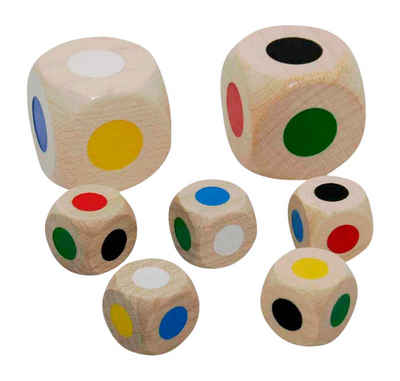 GICO Spielesammlung, Farbwürfel Set aus Holz - 2 x 30mm,5 x16 mm