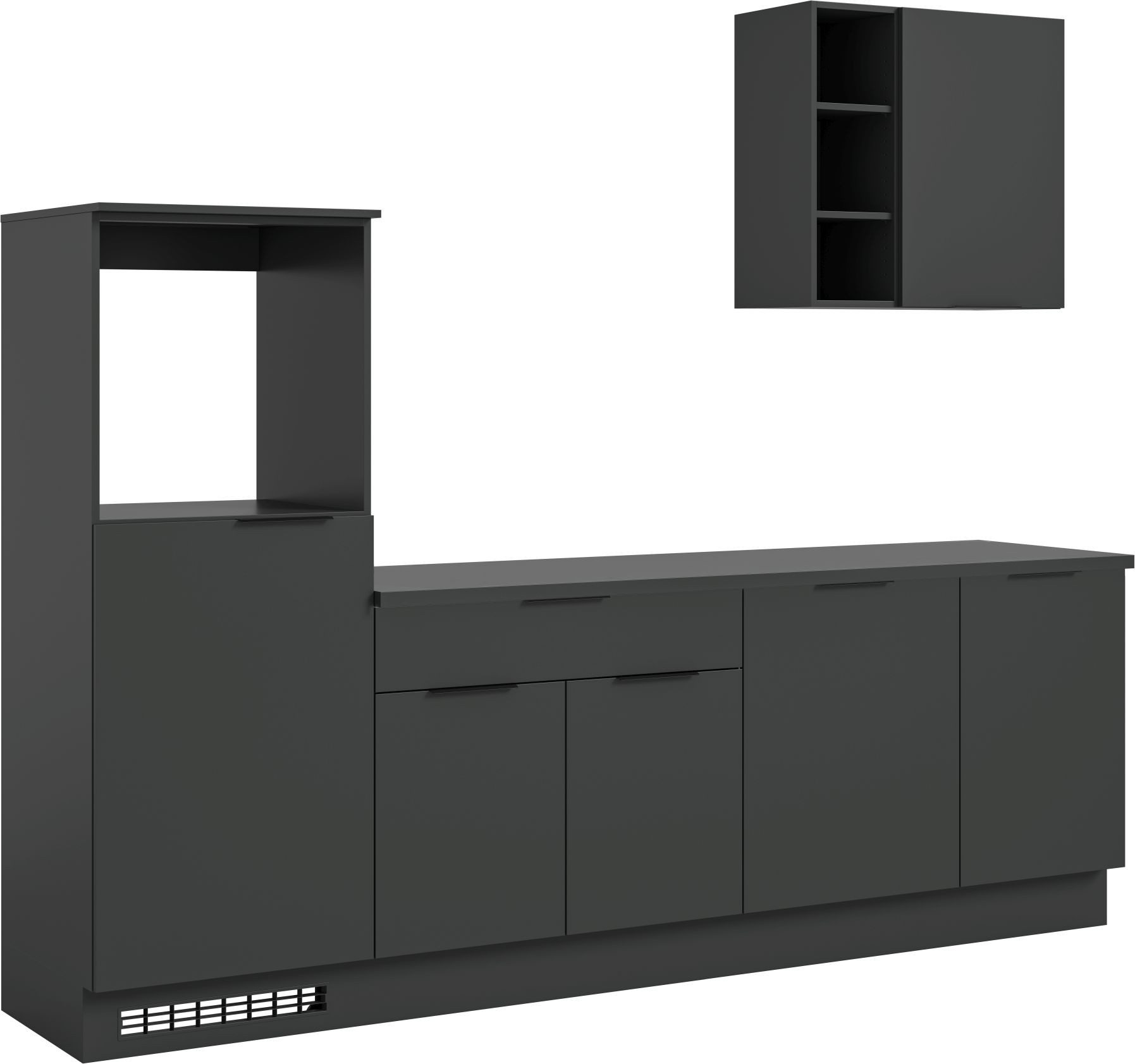 xonox.home Кухниzeile, Schwarz Nachbildung Softclose Melamin 260x222x60 cm