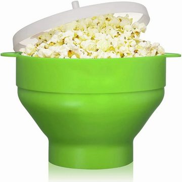 Silberstern Popcornmaschine Zusammenklappbare Silikon-Mikrowellen-Heißluft-Popcorn-Popper-Schüssel, mit Deckel Mikrowellen-Silikon-Popcorn-Silikon-Popcorn-Maker-Schüssel