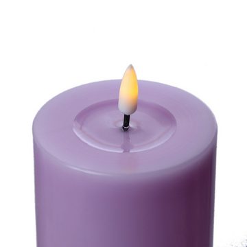 Deluxe Homeart LED-Kerze LED Kerze Mia Echtwachs 3D Flamme flackernd H: 20cm D: 7,5cm lavendel (1-tlg)