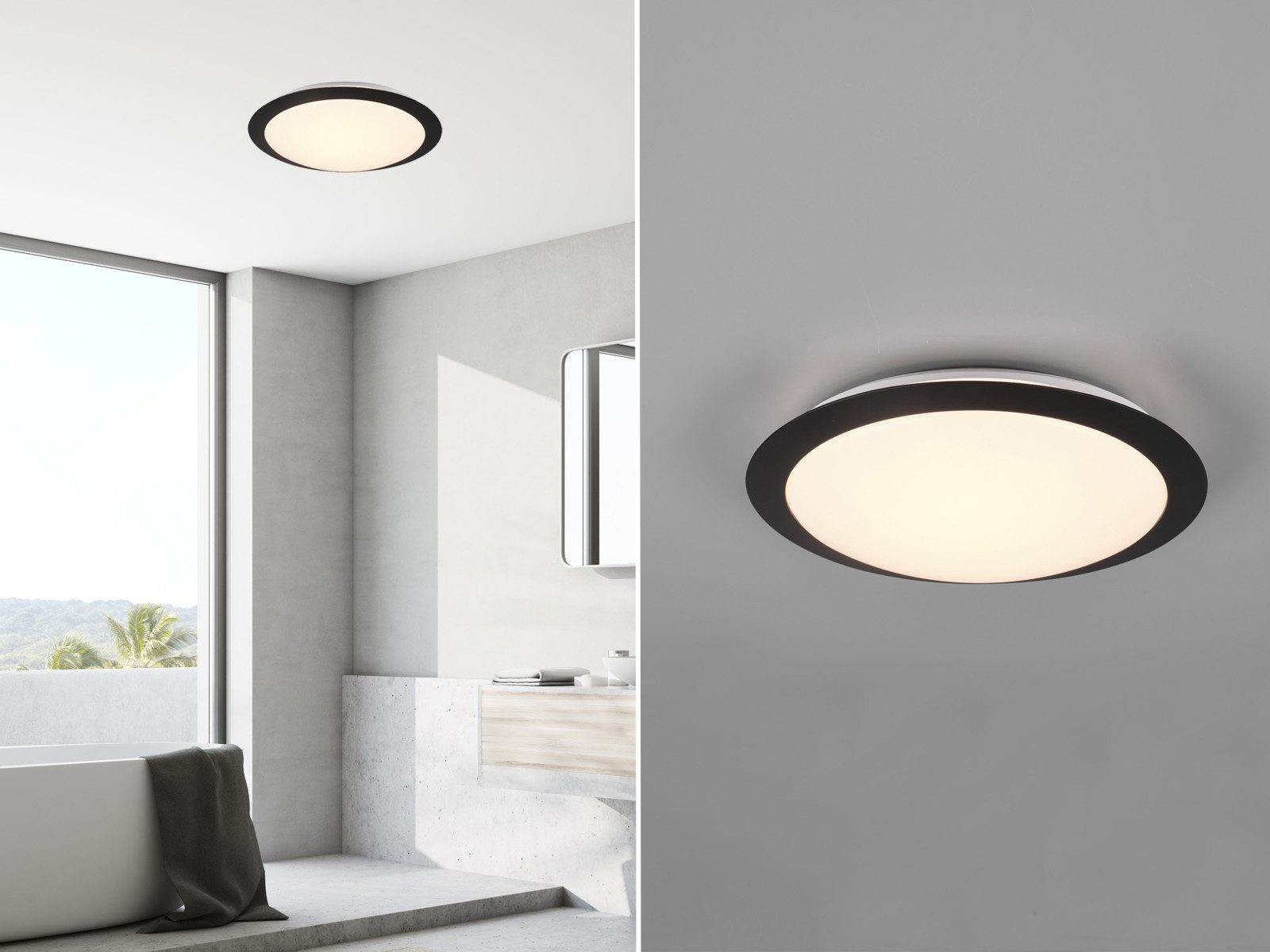 TRIO Leuchten LED Deckenleuchte, LED fest integriert, Warmweiß, Kleine flache Bad-Lampe für Decke, Gäste WC oder Flur Ø 29cm