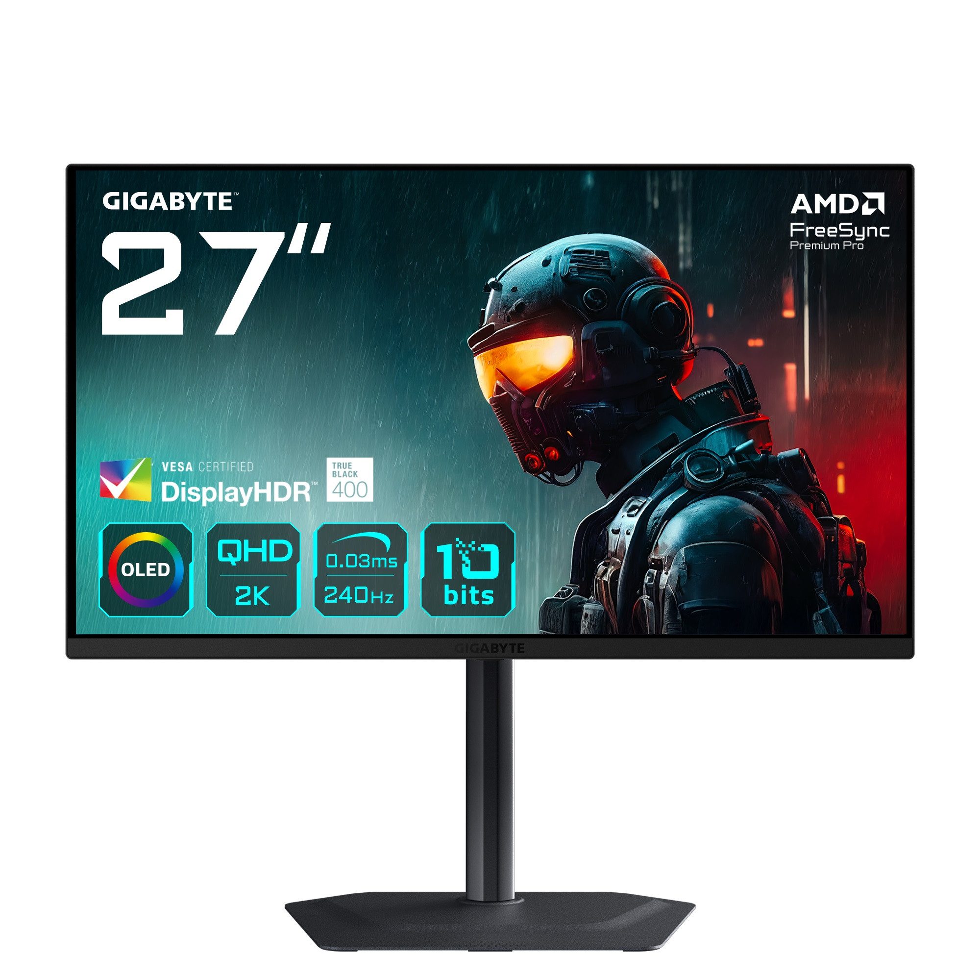 Gigabyte MO27Q2 LED-Monitor (67,8 cm/27 ", 2560 x 1440 px, QHD, 0,03 ms Reaktionszeit, 240 Hz, dreh-, neig-,schwenk-, höhenverstellbar, Lautsprecher)