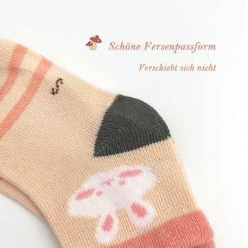 Vivi Idee Socken 5/10 Paar Kinder Baumwolle Socken Set, Sneakersocken Strümpfe füßlinge (5-Paar) 1-5 Jahre, Sport Kindersocken für Mädchen, Champignon