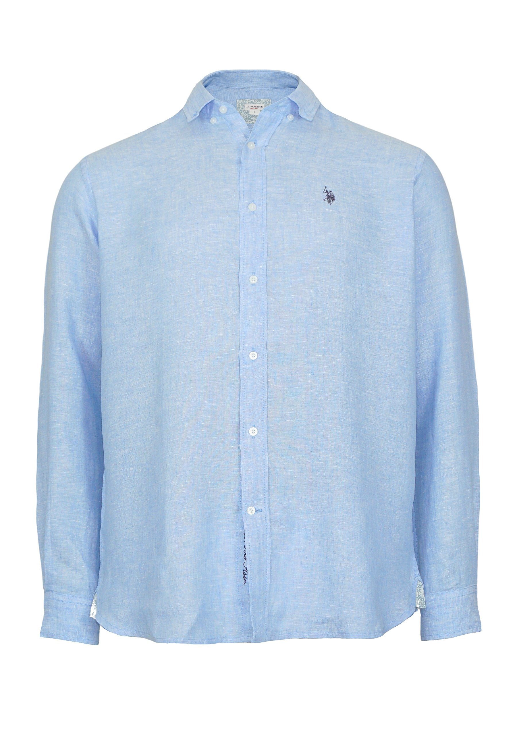 U.S. Polo Assn Langarmhemd Hemd Leinenhemd Button Down Linenshirt (1-tlg)