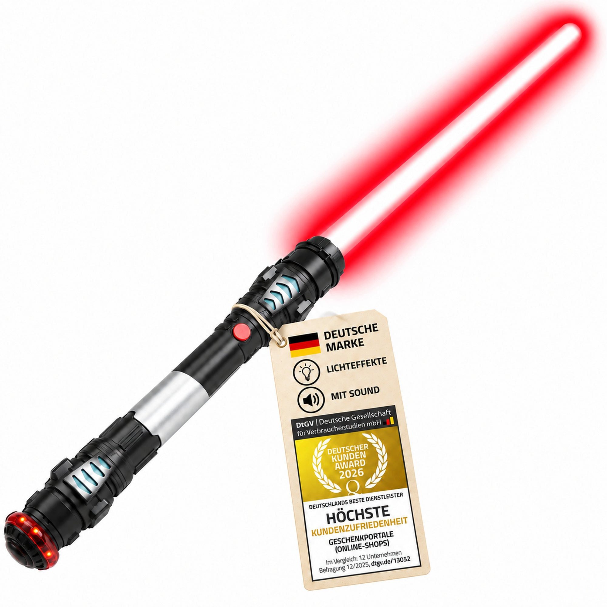Goods+Gadgets Lichtschwert Lichtschwert Laserschwert Spielzeug – LED & Sound Schwert für Kinder, Schwert mit Licht, Sound & Vibration