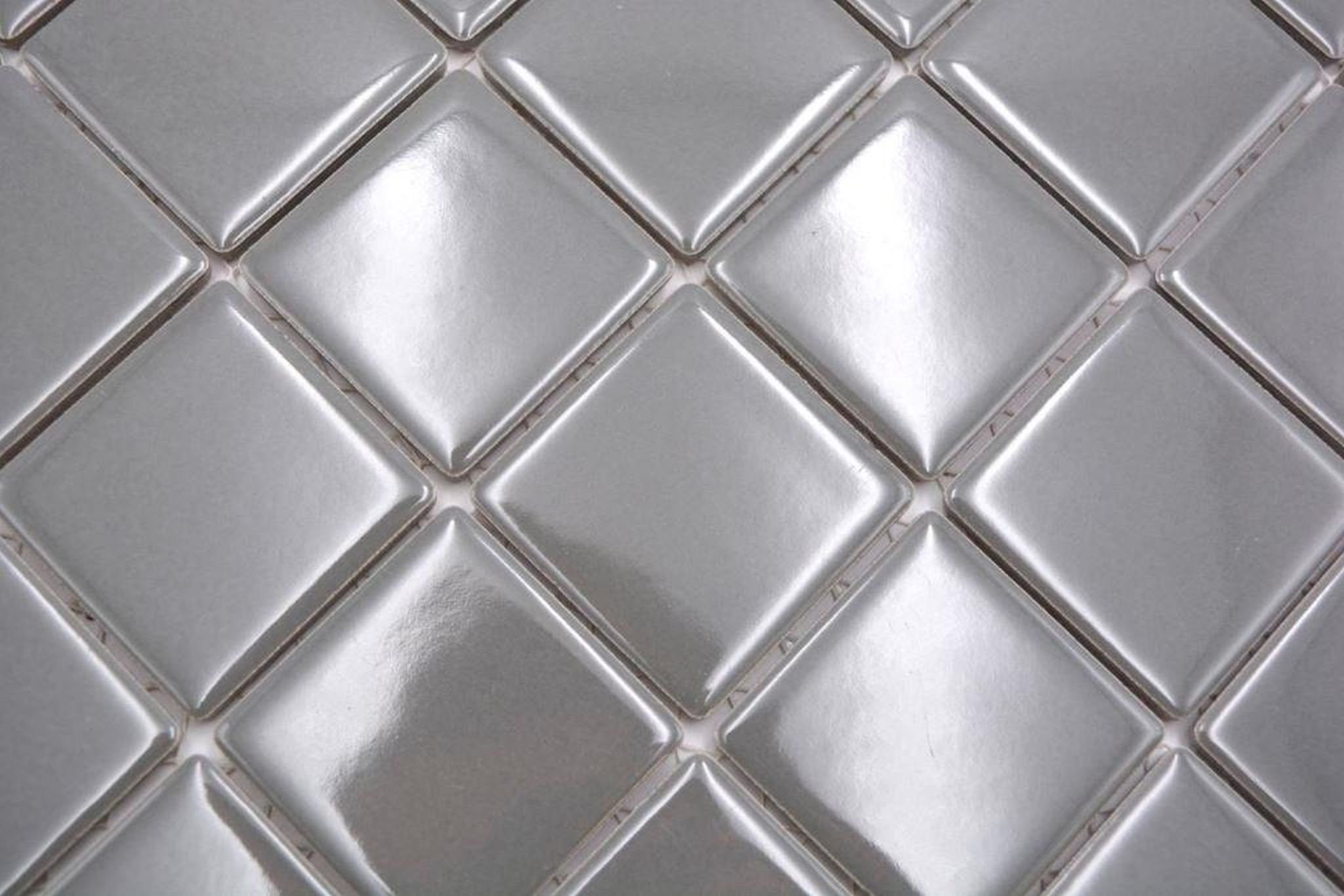 Mosani Mosaikfliesen Keramik Mosaik Fliese Fliesenspiegel metall glänzend Küchenwand grau