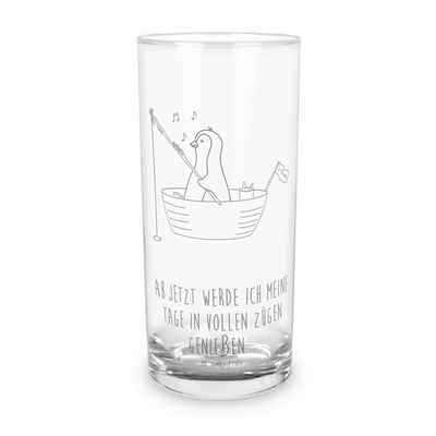 Mr. & Mrs. Panda Glas 400 ml Pinguin Angelboot - Transparent - Geschenk, Leben, Trinkglas, Premium Glas, Inspirierende Gravur