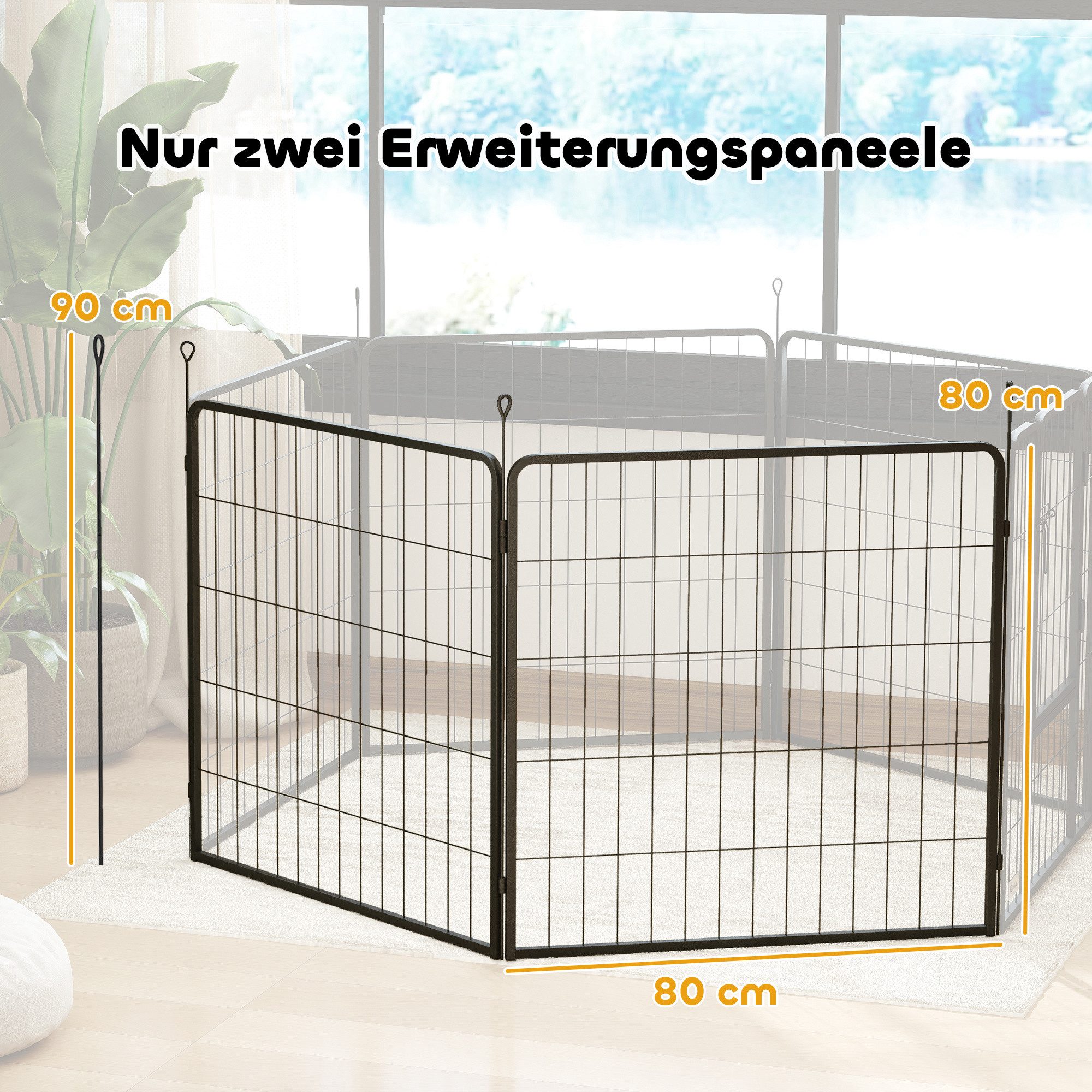 PawHut Freigehege Welpenlaufstall 2-TLG 80cm hoch Welpenauslauf, Welpenzaun aus Stahl, Grau