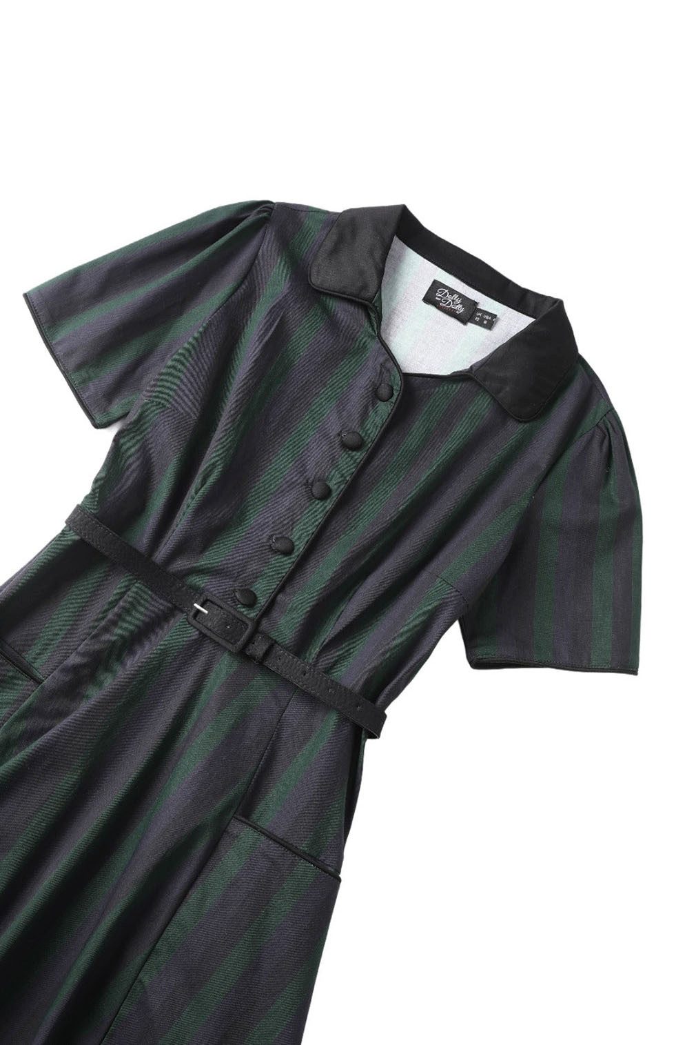 Dolly and Dotty A-Linien-Kleid Penelope 50s Shirt Dress Black Green Stripes Vintage Retro Rockabilly