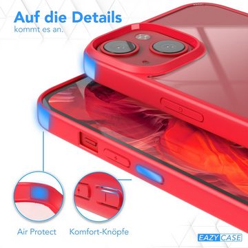 EAZY CASE Handyhülle Bumper Case für Apple iPhone 13 6,1 Zoll, Hülle Transparent Backcover kratzfest Slim Cover Durchsichtig Rot