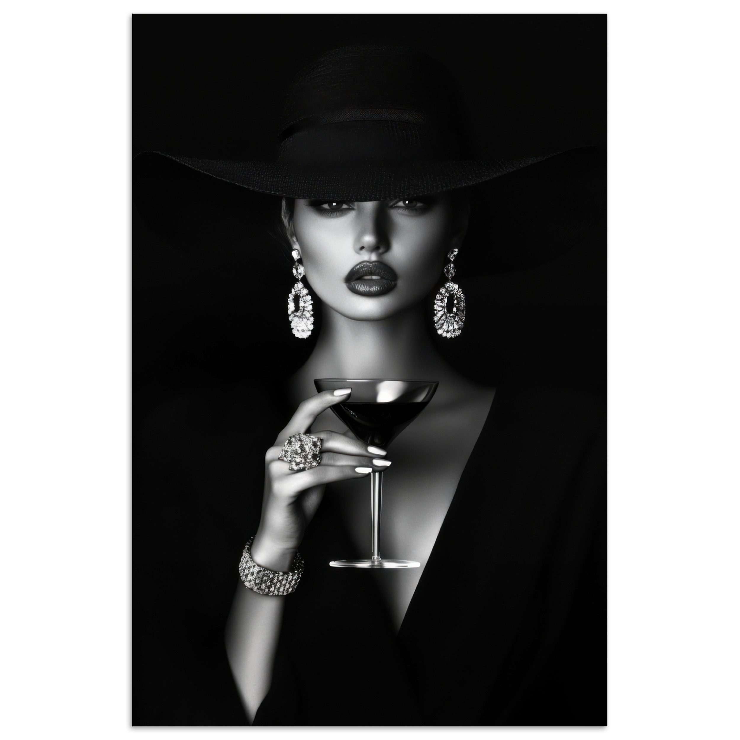 MuchoWow Poster Frau - Cocktail - Schick, (1 St), Poster ohne Rahmen, Wandbild, Wandposter, 20x30 cm
