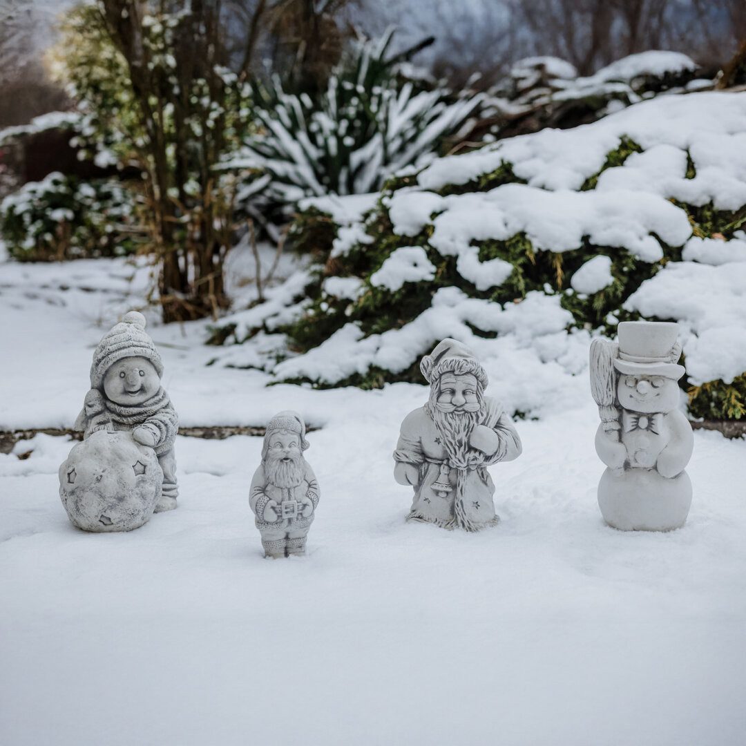 gartendekoparadies.de Gartenfigur 4 Winterfiguren Steinfiguren Set Steinguss frostsicher, (4er-Set), Frostsicher