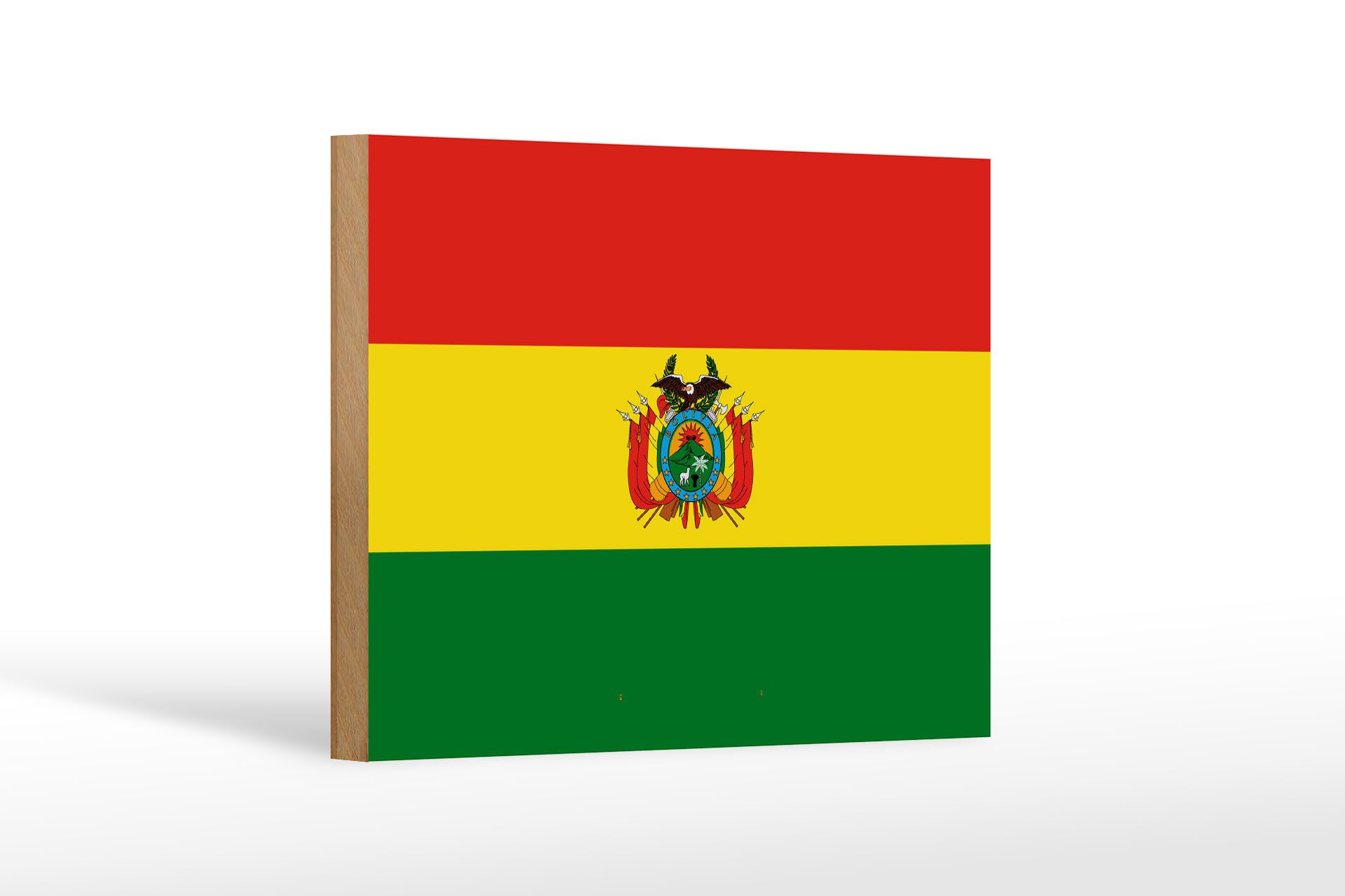 Femer GmbH Holzbild Flagge Boliviens 18x12 cm Flag of Bolivia, Flaggen (1 St), Glatte Holzfaserplatte (MDF), vorn beschichtet