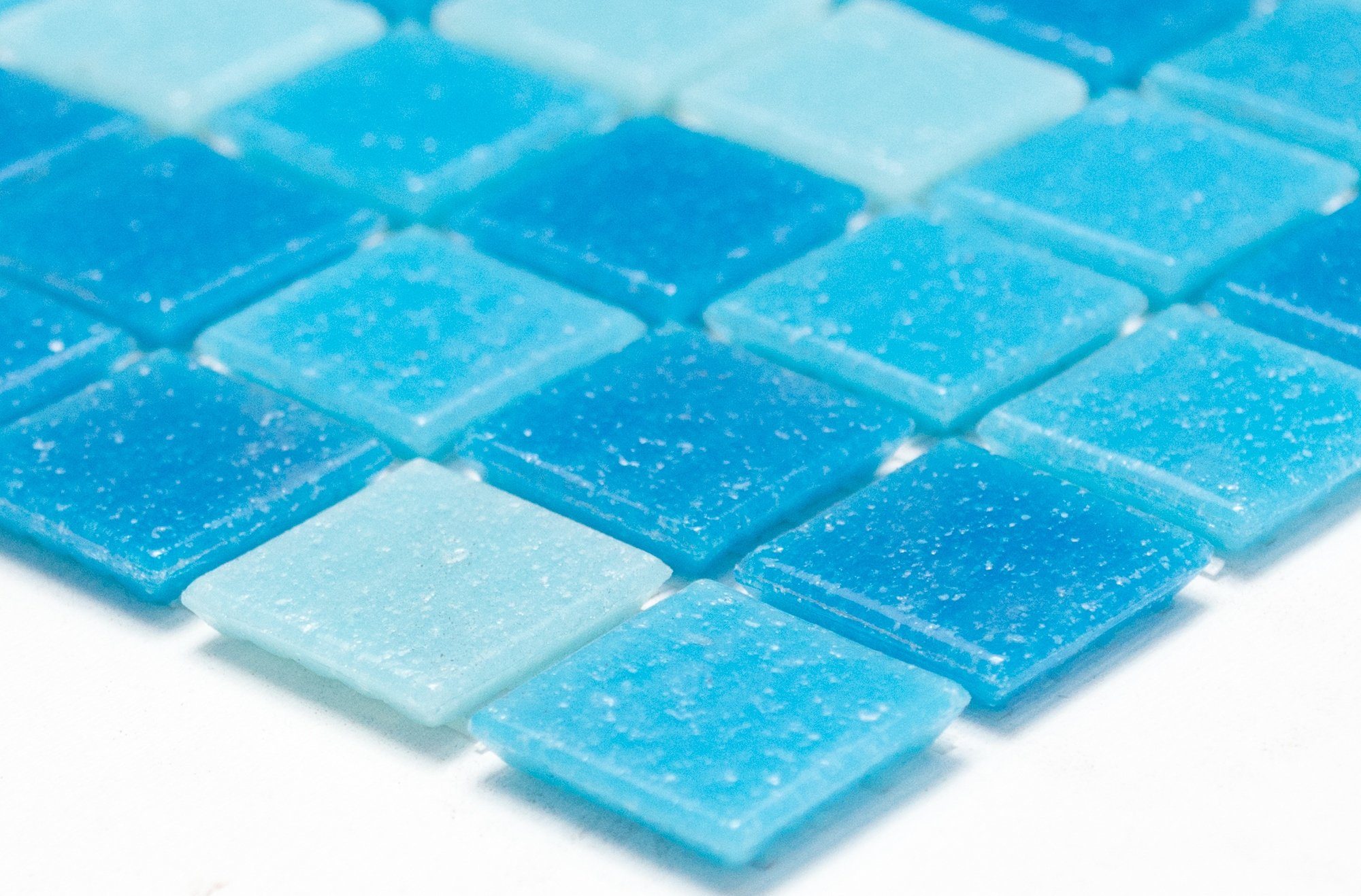 / blau Mosani Matten mix Bodenfliese 10 Mosaikfliesen Glasmosaik matt hellblau