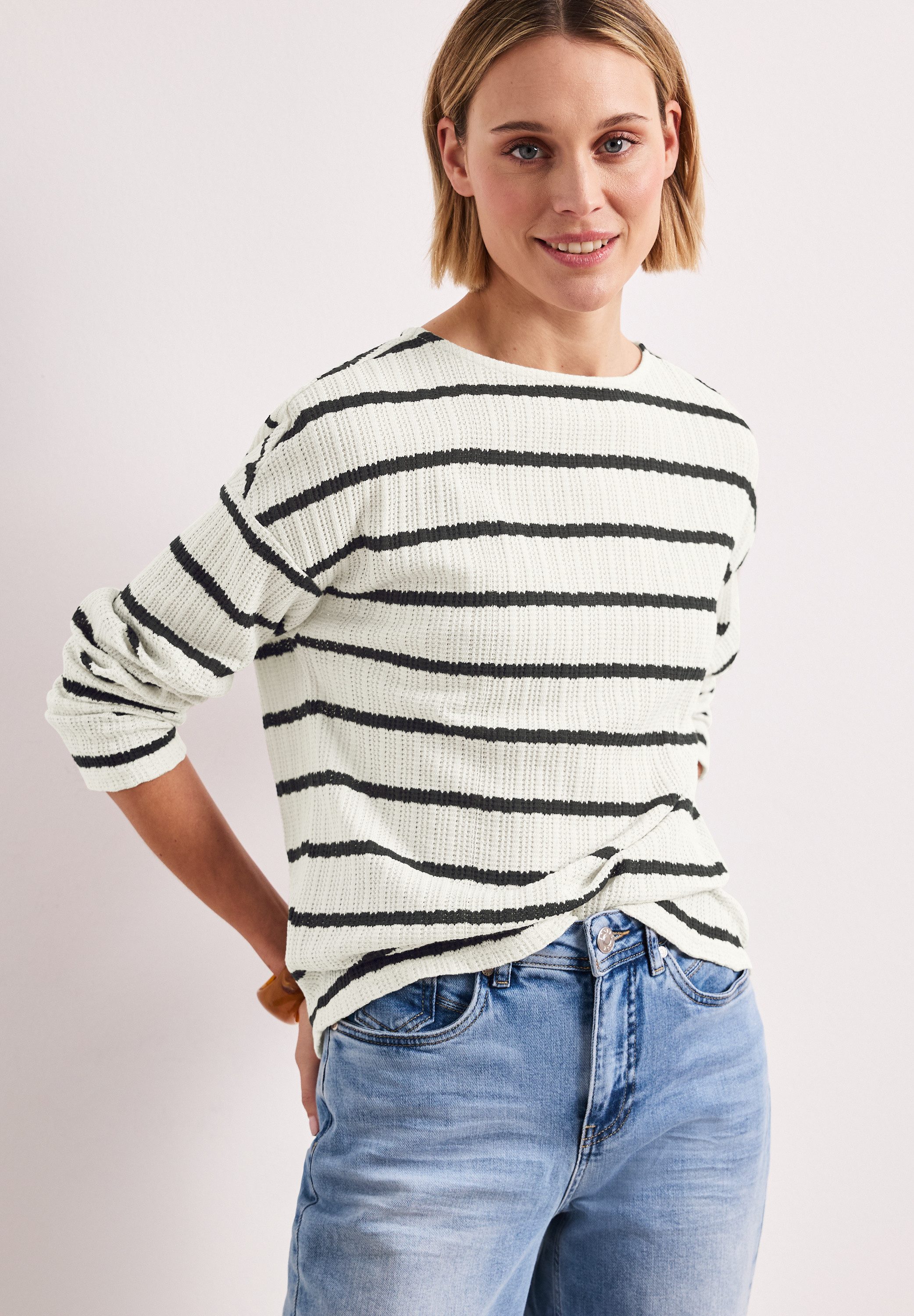 STREET ONE Langarmshirt mit Streifen Muster