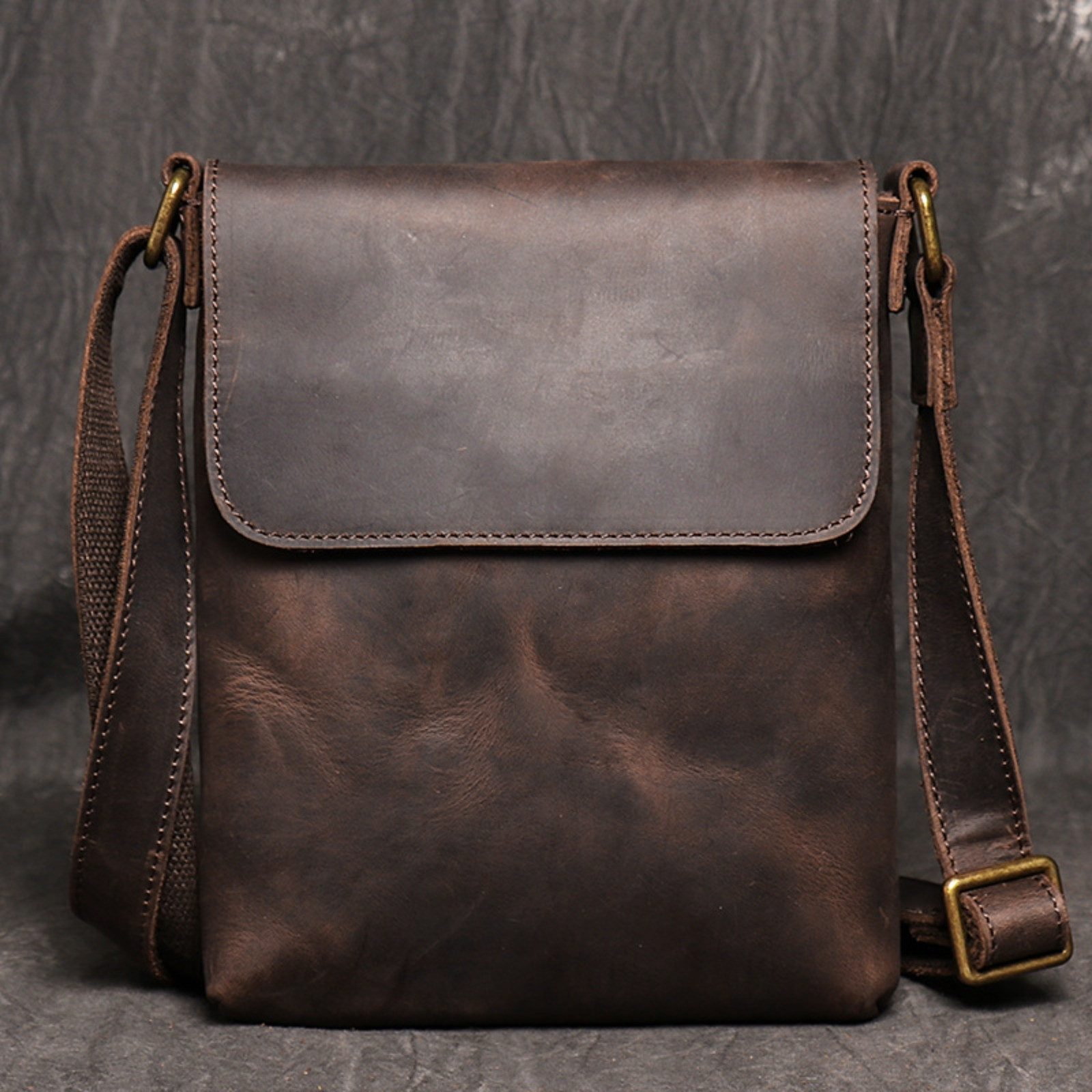 Schultertasche Herren Leder Umhängetasche Vintage Messenger Bag Kleine Schultertasche
