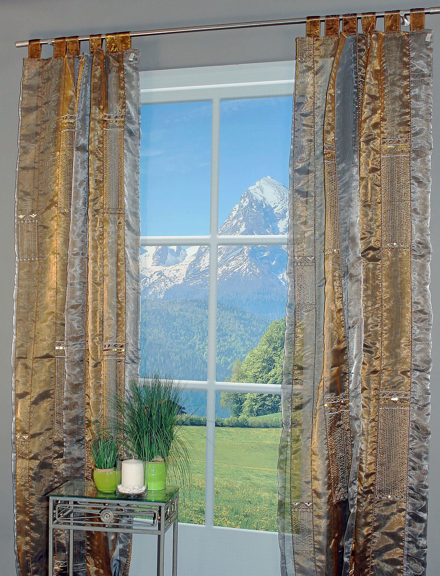 Gardine Zürichsee, HOSSNER - ART OF HOME DECO, Schlaufen (1 St), transparent,  Schlaufenschal im besonderen Design