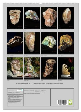 CALVENDO Wandkalender Kunstkalender 2023 - Encaustic und Tuffstein - Skulpturen (Premium, hochwertiger DIN A2 Wandkalender 2023, Kunstdruck in Hochglanz)