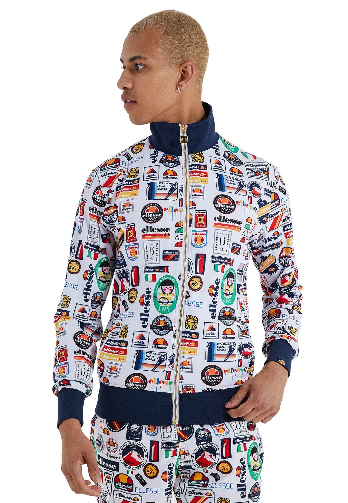 Ellesse Trainingsjacke Ellesse Herren Zipper BADGED TRACK TOP White Weiß