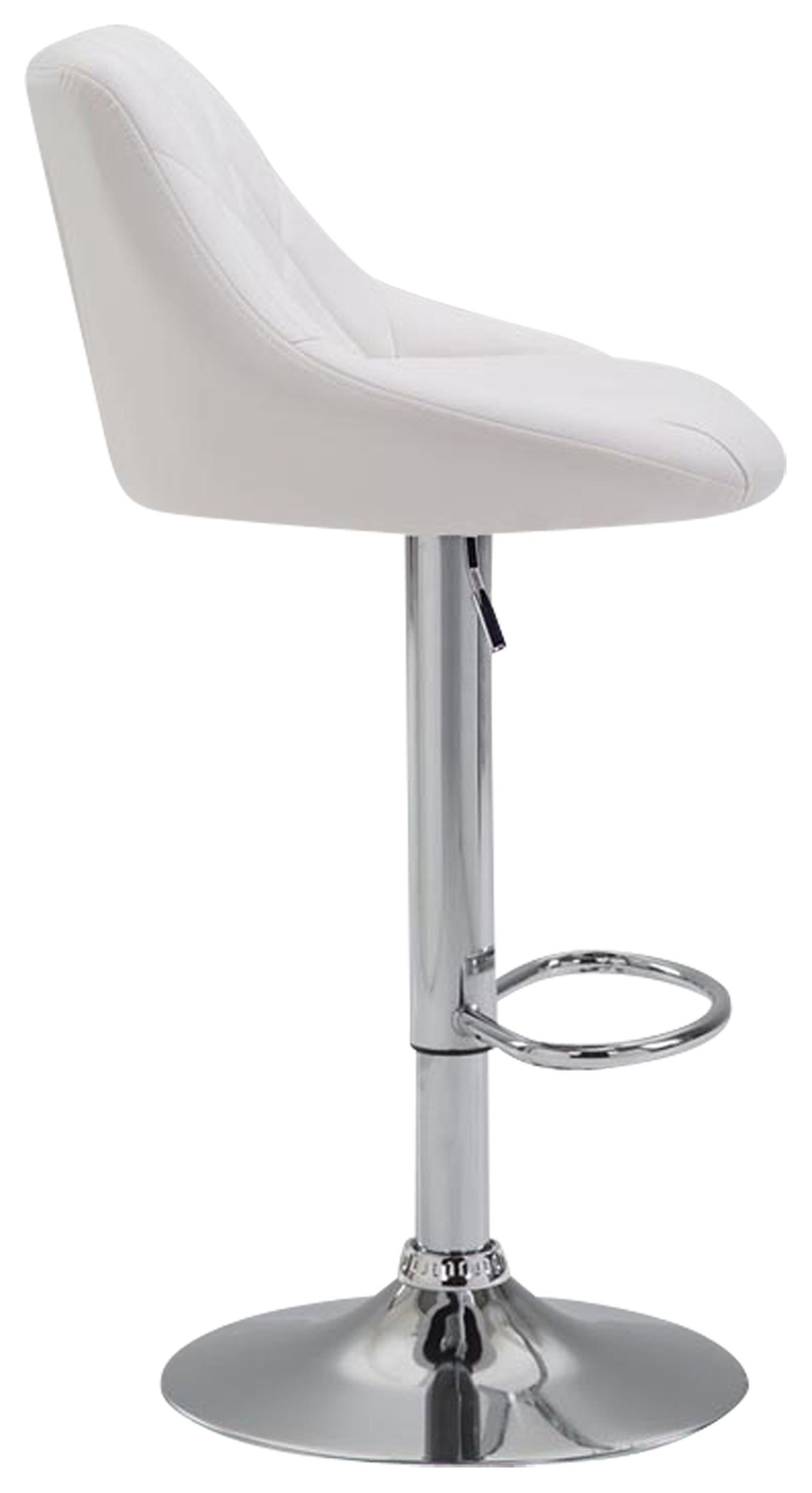 Tresenhocker Lazius, mit Stahl Kunstleder Barhocker Sitzfläche: Weiß 360° - - - für Küche und Rückenlehne & TPFLiving - Fußstütze verchromter Hocker drehbar Barstuhl - höhenverstellbar Theke