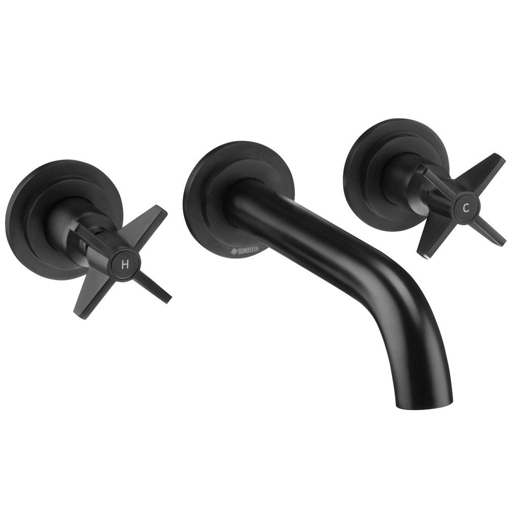 Lomadox Badarmatur TEMISTO-30 Waschbeckenarmatur Unterputz Schwarz, B/H/T: 22,9/5,2/19,8 cm. Reduzierter Preis € 201,44. Unverbindliche Preisempfehlung € 236,99