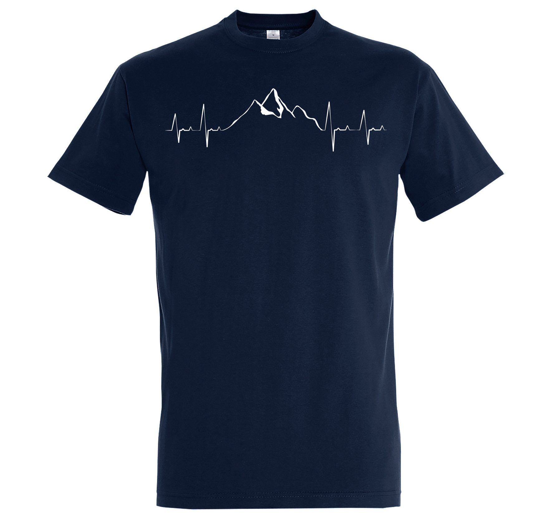 Youth Designz T-Shirt Heartbeat Mountain Herren Shirt mit trendigem Frontprint Navyblau