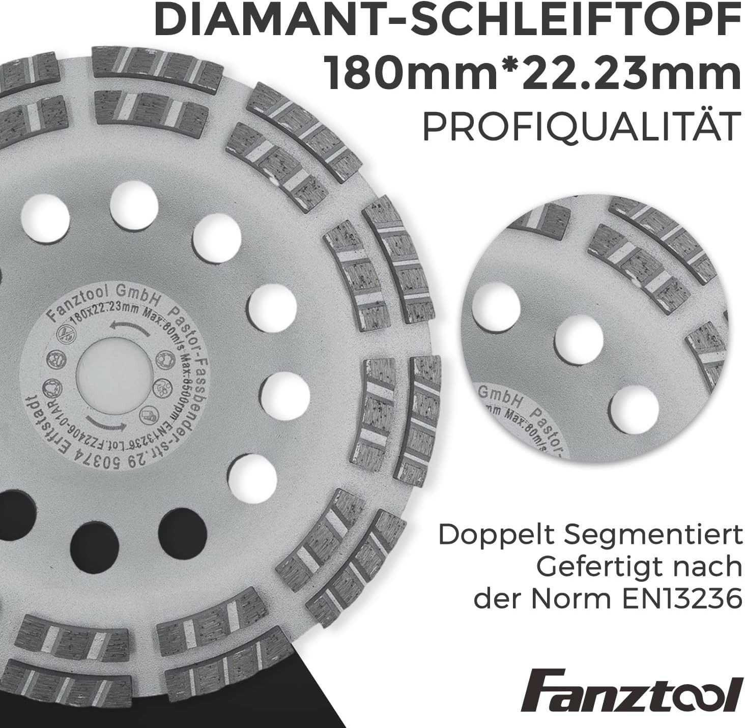 Fanzwork Winkelschleifer Absaughaube für Winkelschleifer + 2*180 mm Diamant günstig online kaufen