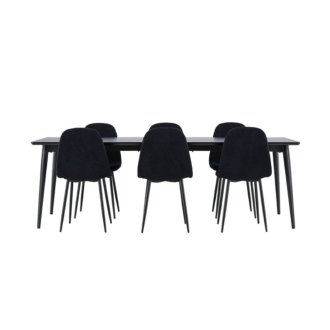 ebuy24 Essgruppe Ellis Essgruppe Tisch 85x230cm und 6 Teddy Stühle