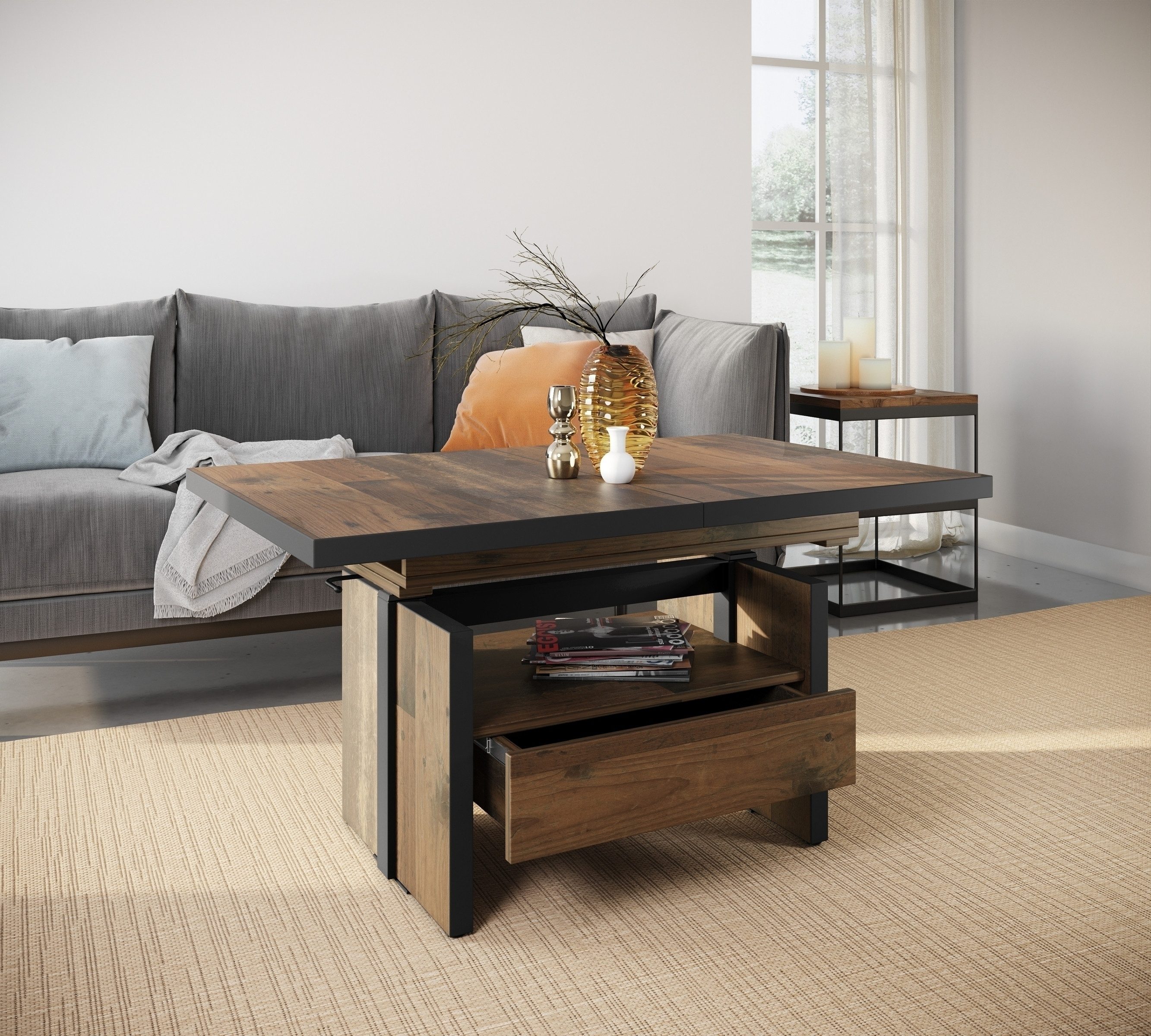 freiraum Couchtisch Couchtisch >Noah< 2 Farben zur Wahl, mit Funktionen, Schubkasten -, (B/H/T)