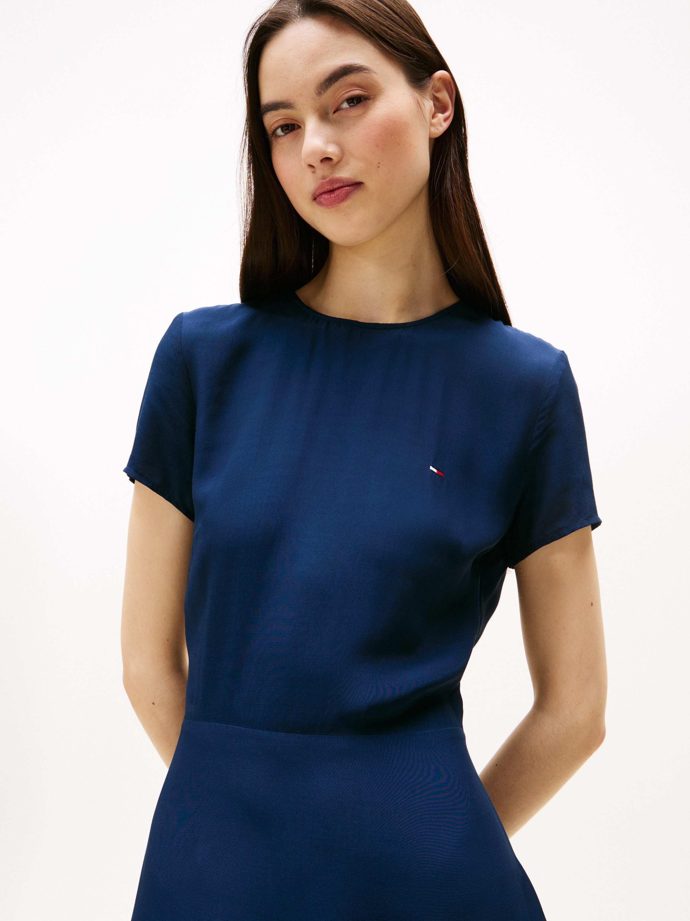 Tommy Jeans Minikleid TJW F&F SS MINI DRESS EXT Viskose, Rundhals, Kurzarm