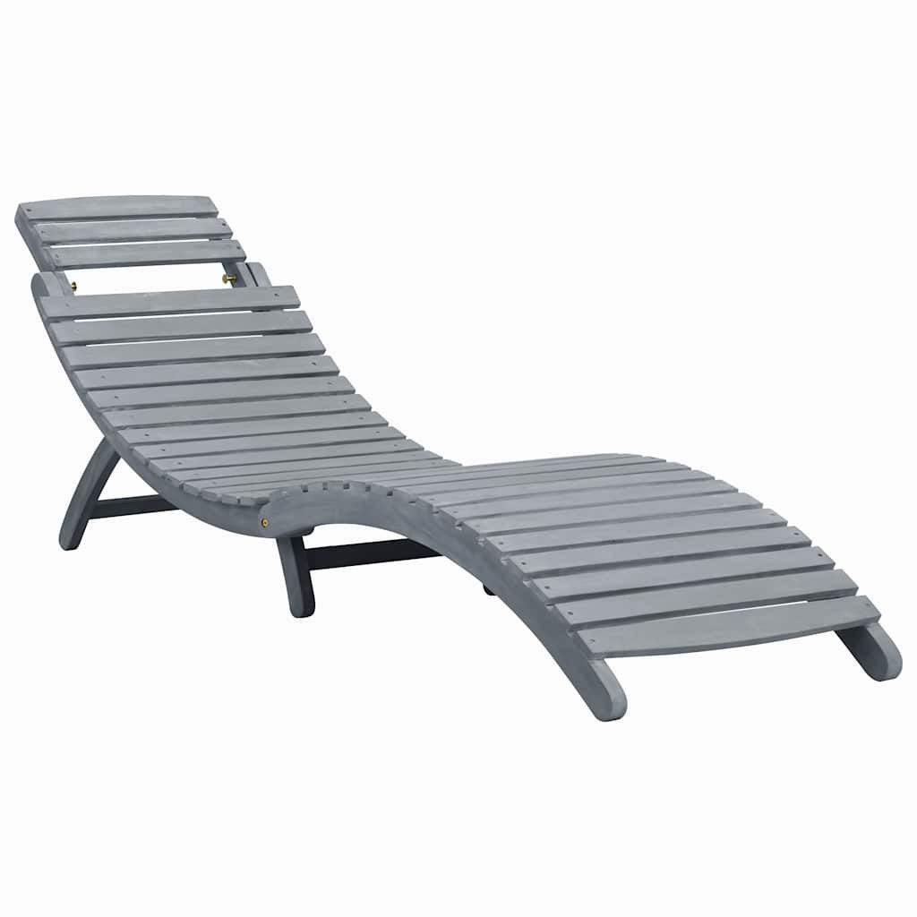 vidaXL Gartenliege Sonnenliege mit Auflage Grau Massivholz, 1 St.