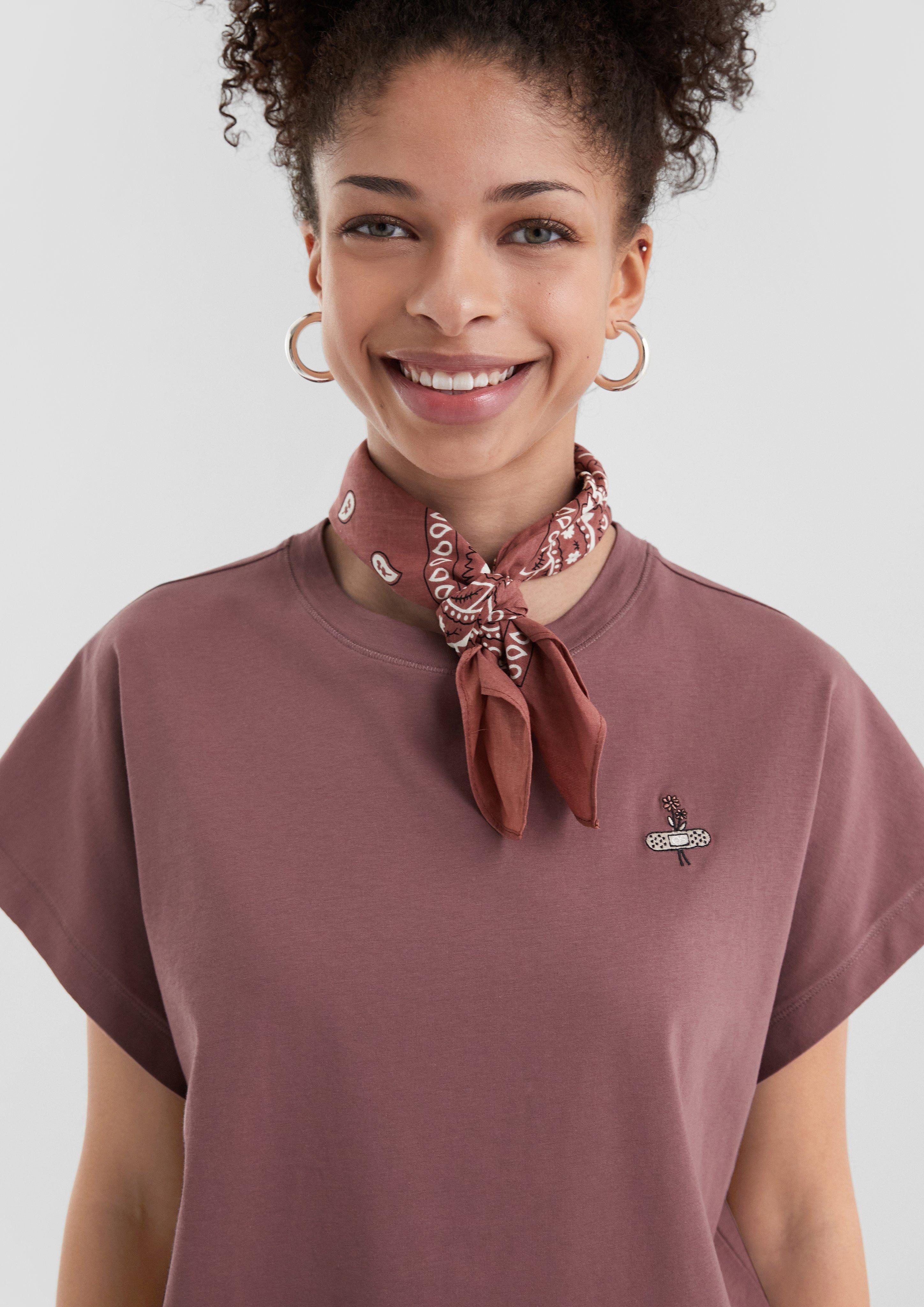 QS Kurzarmshirt Lässiges Baumwollshirt mit kleiner günstig online kaufen