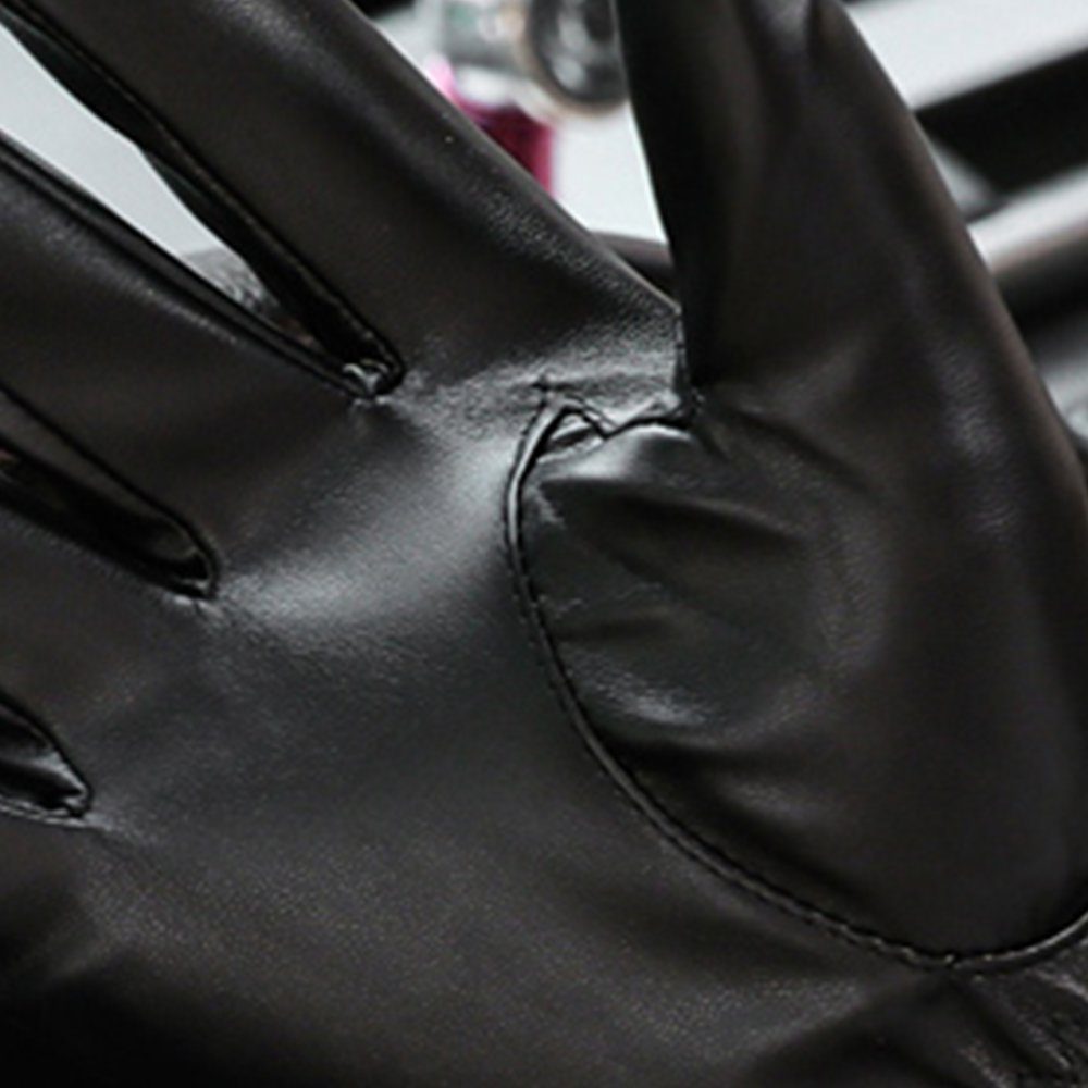 PU-Leder Autofahren Lederhandschuhe Herren Handschuhe Wasserdicht Touchscreen HOME Handschuhe Winterhandschuhe Fleece Radfahren, für (Paar) Outdoor Leatherette Schwarz-4 LAPA