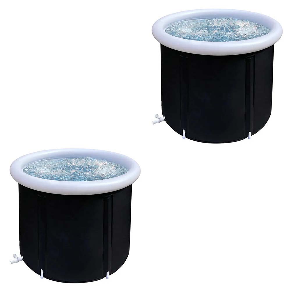 Divit Halter Set 2x Eisbad aufblasbar EB14 PVC Eistonne tragbar 75 x 75 cm schwarz