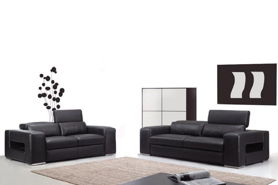 Sofa, Sofas JVmoebel Polster 32 Sitzer Leder Sofagarnitur in Sofa Europe Design Made Couchen Schwarz Set