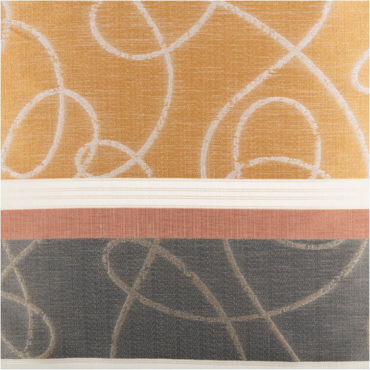 SCHÖNER LEBEN. Stoff Voile Jacquard Gardinenstoff Querstreifen Weiß Kupfer Gold 150 cm, pflegeleicht