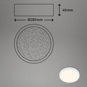 Briloner Leuchten Aufbauleuchte 3701-016, Sternenhimmel, CCT Farbtemperatursteuerung, Fernbedienung, dimmbar, Nachtlicht, Timer, Speicherfunktion, LED fest verbaut, Farbwechsler, Kaltweiß, Neutralweiß, Tageslichtweiß, Warmweiß, Deckenlampe, 28x4cm, Weiß, 18W, Wohnzimmer, Schlafzimmer, Küche, Flur