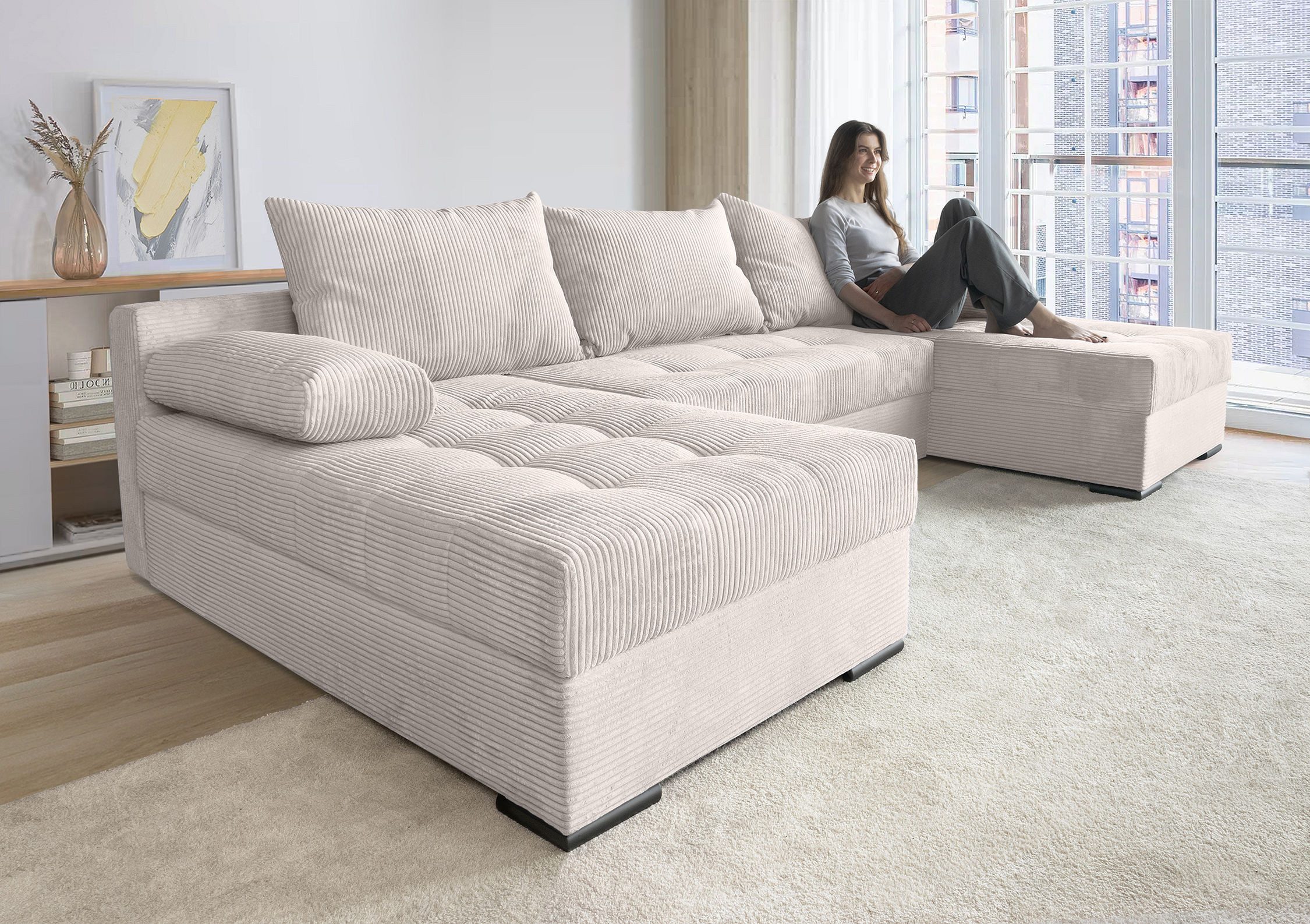 COLLECTION AB Wohnlandschaft Josy U-Form, B: 269 cm, mit Bettfunktion & Bet günstig online kaufen