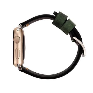 Wigento Smartwatch-Armband Echt-Leder Armband für Apple Watch Serie 1 / 2 / 3 38 mm Grün